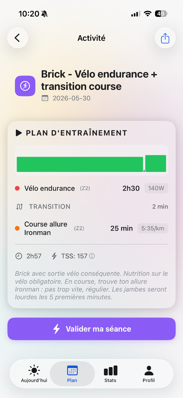 Séance — Brick vélo+course